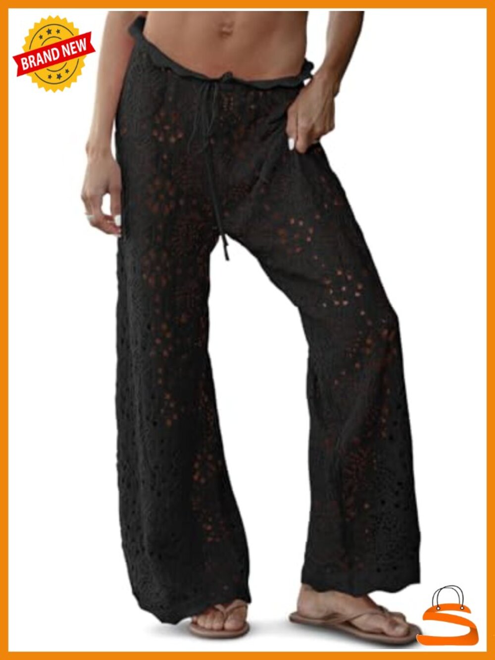 Crochet Swimsuit Coverup Pants High Waisted Pants